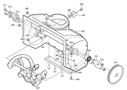 Auger Housing Diagram and Parts List for 620301X4NC 2004 Briggs and Stratton Snow Blower
